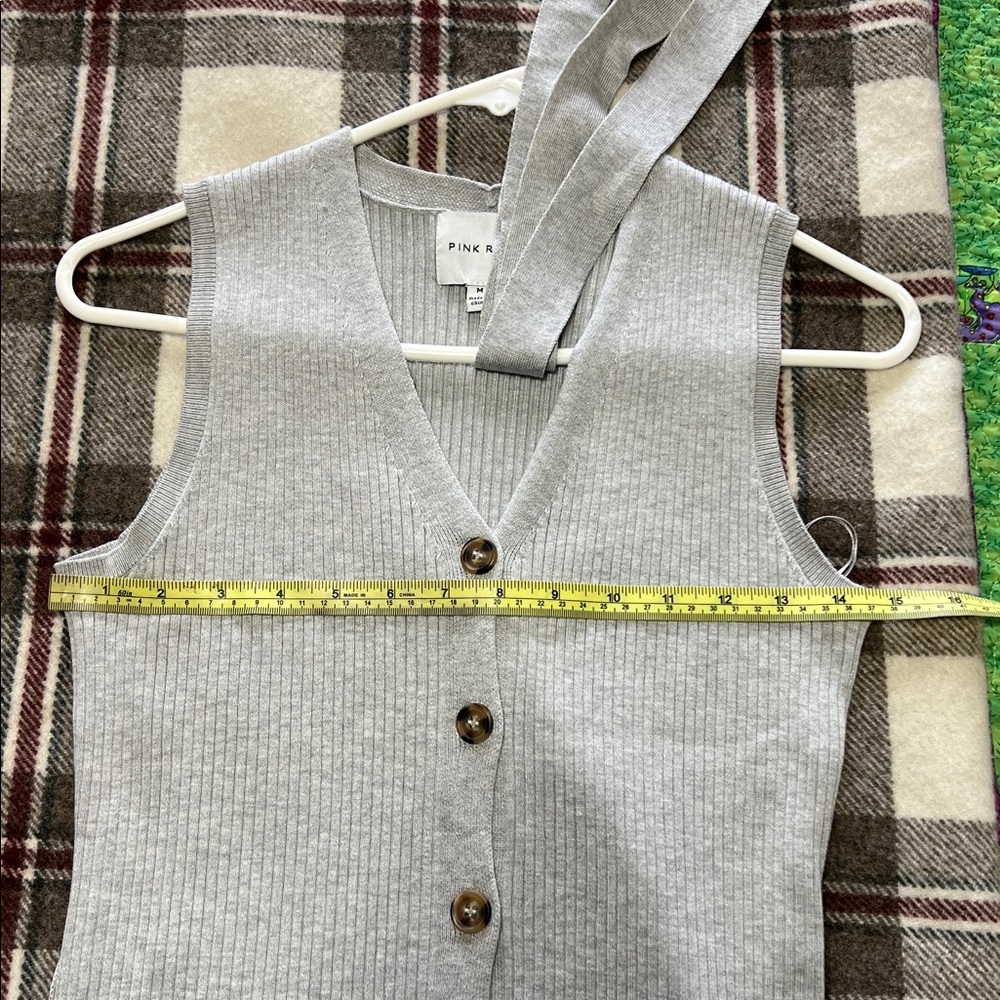 Pink Rose Sleeveless Ribbed Button-Front Maxi Dress in Light Gray - Picture 6 of 6